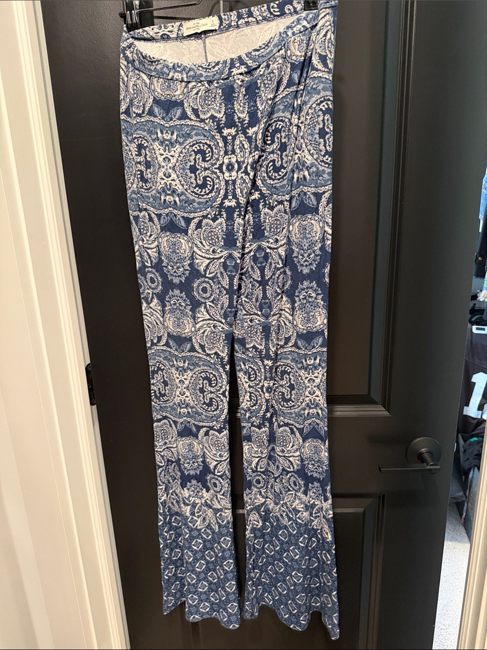 Abercrombie & Fitch Blue and White Paisley Flare Pants